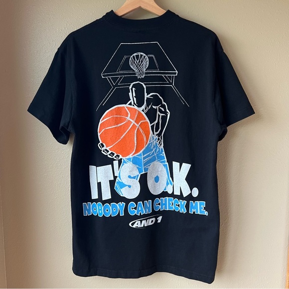 AND1 Trash Talk Basketball Shirt 90s Vintage T-Shirt Men’s XL Black USA Made - Picture 1 of 10